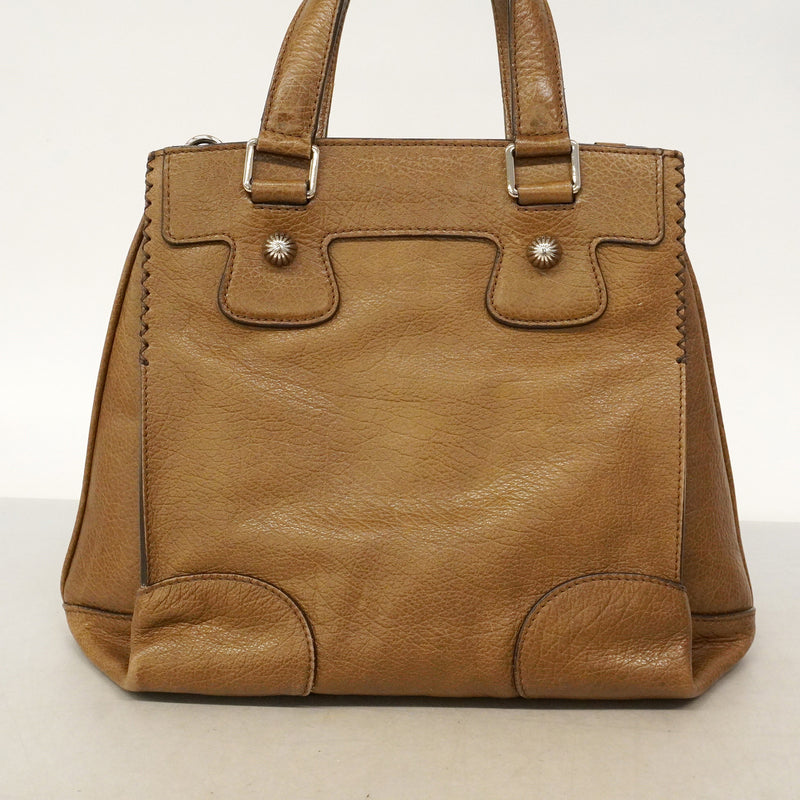 【6hb0388】セリーヌ ハンドバッグ レザー ブラウン シルバー金具【中古】レディース