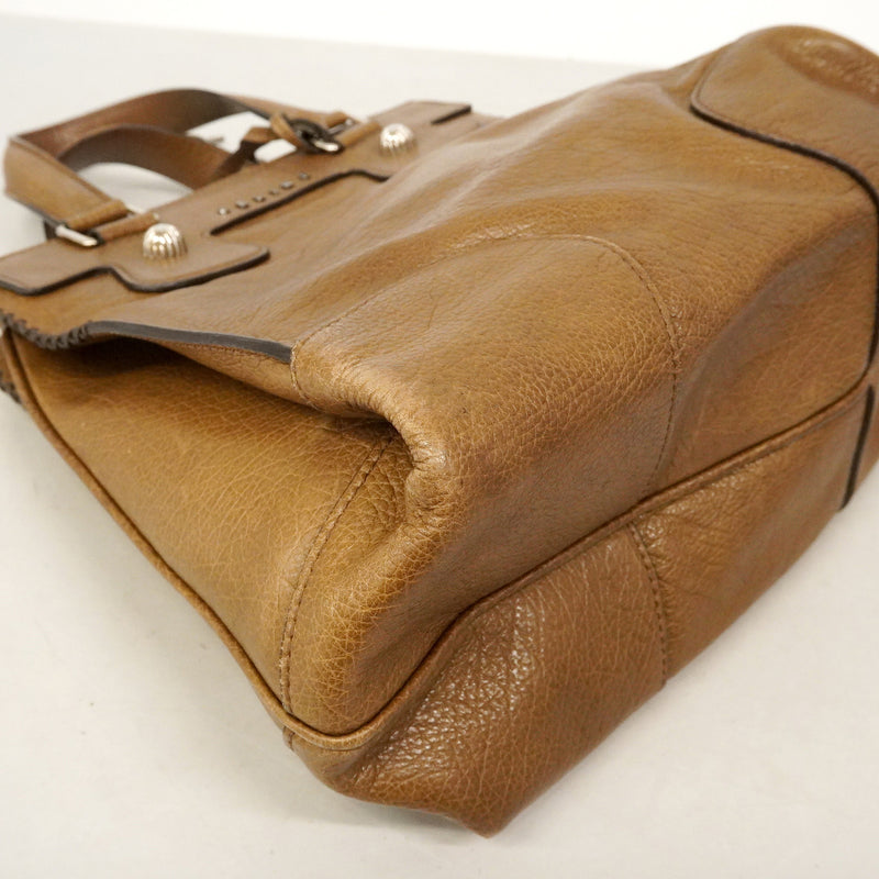 【6hb0388】セリーヌ ハンドバッグ レザー ブラウン シルバー金具【中古】レディース