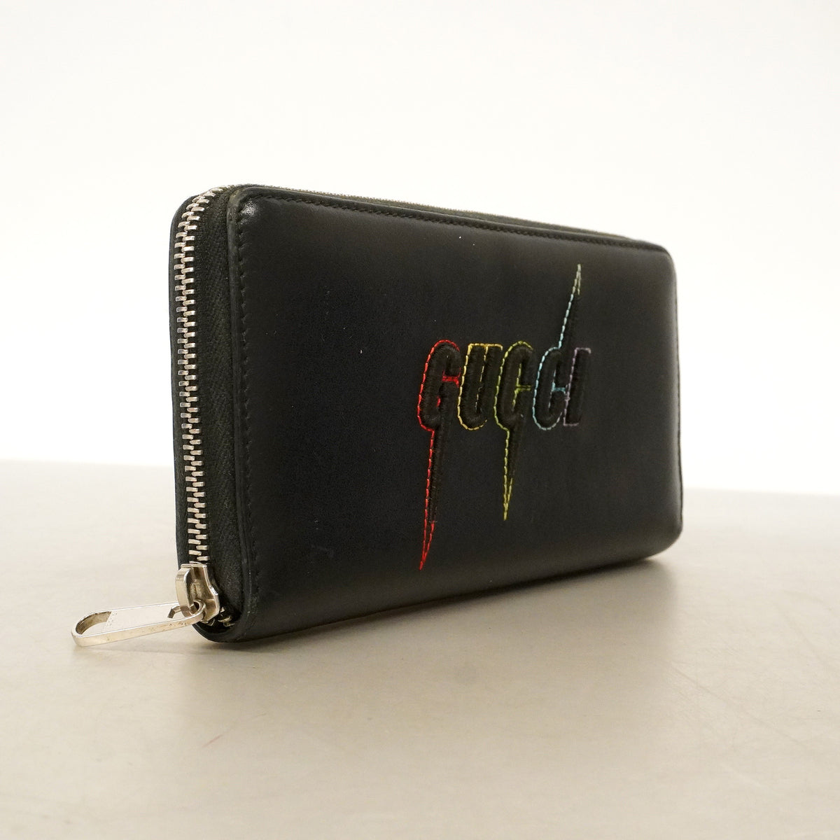 【6hb0397-k】グッチ 長財布 グッチブレード 597677 レザー ブラック シルバー金具【中古】メンズ