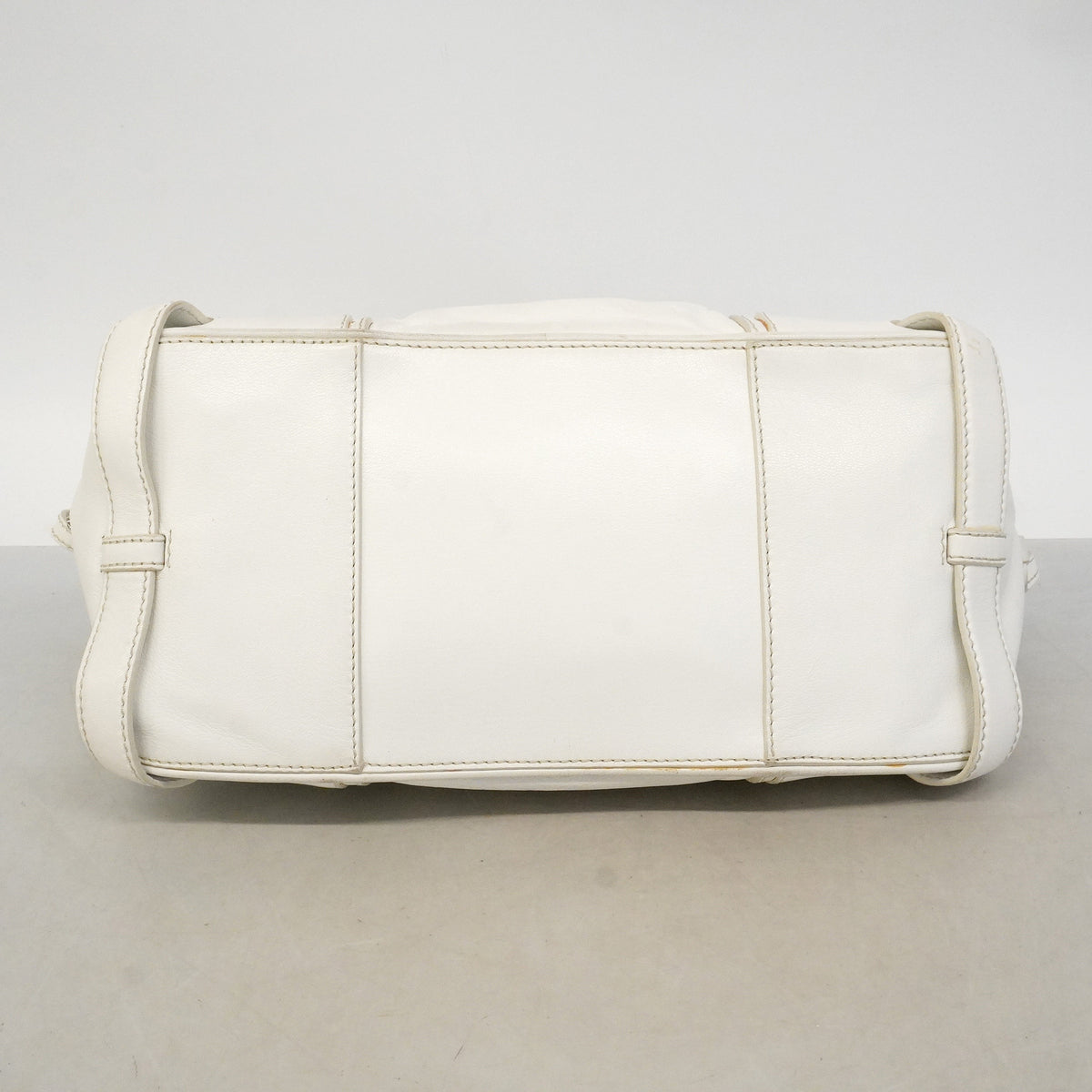 【6hb0407】セリーヌ ハンドバッグ レザー ホワイト シルバー金具【中古】レディース