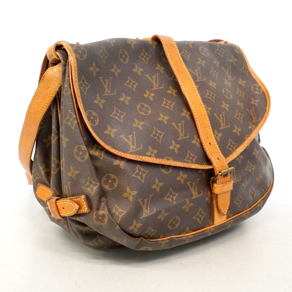【6hb0431】ルイヴィトン ショルダーバッグ モノグラム ソミュール35 M42254 ブラウン【中古】レディース