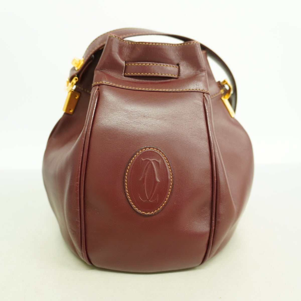【6hb0435】カルティエ ショルダーバッグ マスト レザー ボルドー ゴールド金具【中古】レディース