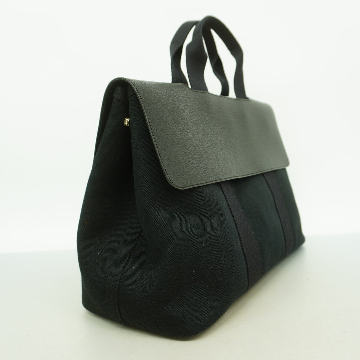 【6hb0455】エルメス トートバッグ ヴァルパライソMM トワルシェブロン ブラック シルバー金具【中古】メンズ レディース ユニセックス