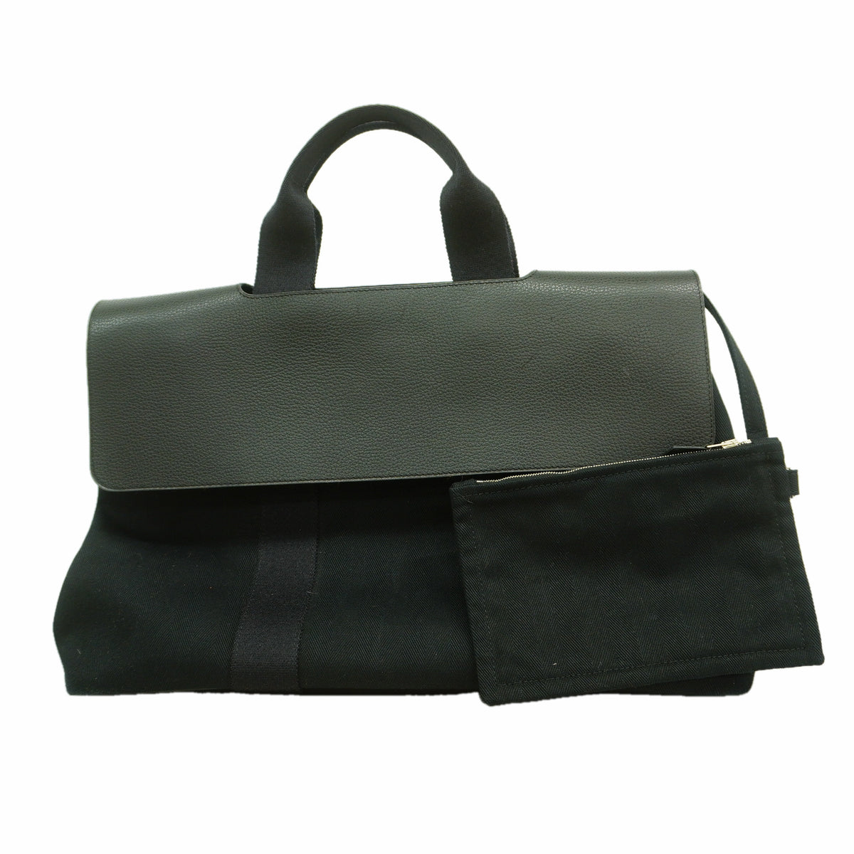 【6hb0455】エルメス トートバッグ ヴァルパライソMM トワルシェブロン ブラック シルバー金具【中古】メンズ レディース ユニセックス