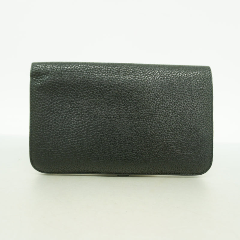 【6hb0456】エルメス 長財布 ドゴンGM トゴ ブラック シルバー金具 □L刻印【中古】メンズ レディース ユニセックス