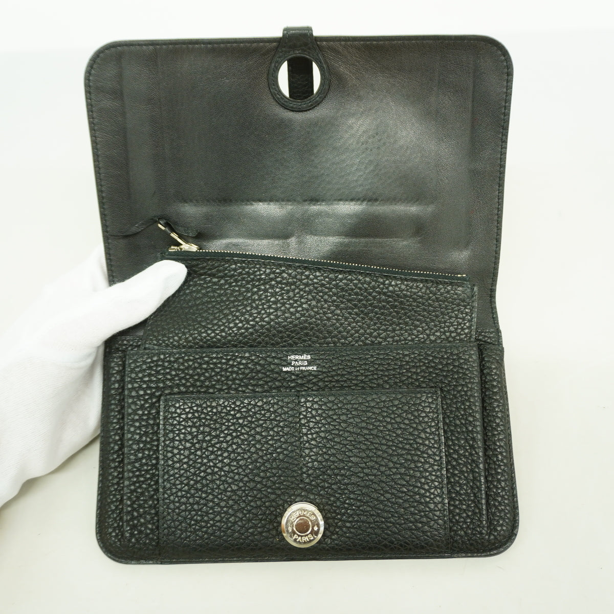 【6hb0456】エルメス 長財布 ドゴンGM トゴ ブラック シルバー金具 □L刻印【中古】メンズ レディース ユニセックス