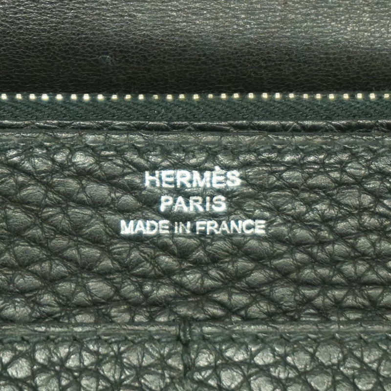 【6hb0456】エルメス 長財布 ドゴンGM トゴ ブラック シルバー金具 □L刻印【中古】メンズ レディース ユニセックス
