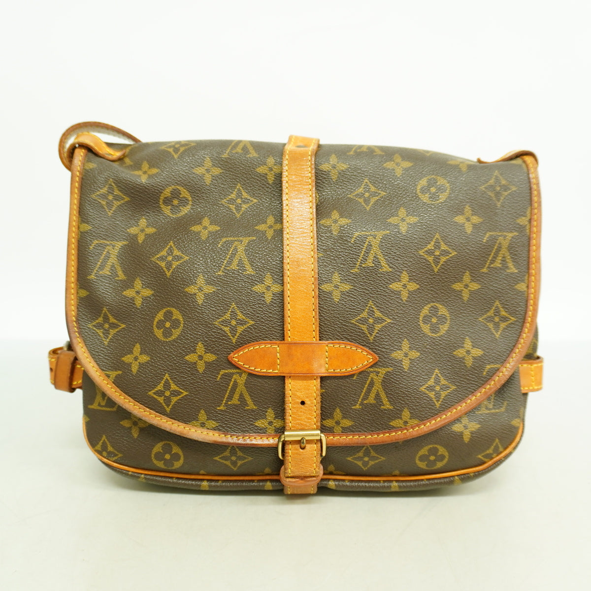 【6hb0464】ルイヴィトン ショルダーバッグ モノグラム ソミュール30 M42256 ブラウン【中古】レディース