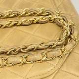 【6hb0473】シャネル ショルダーバッグ マトラッセ Wフラップ Wチェーン ラムスキン ベージュ ゴールド金具【中古】レディース