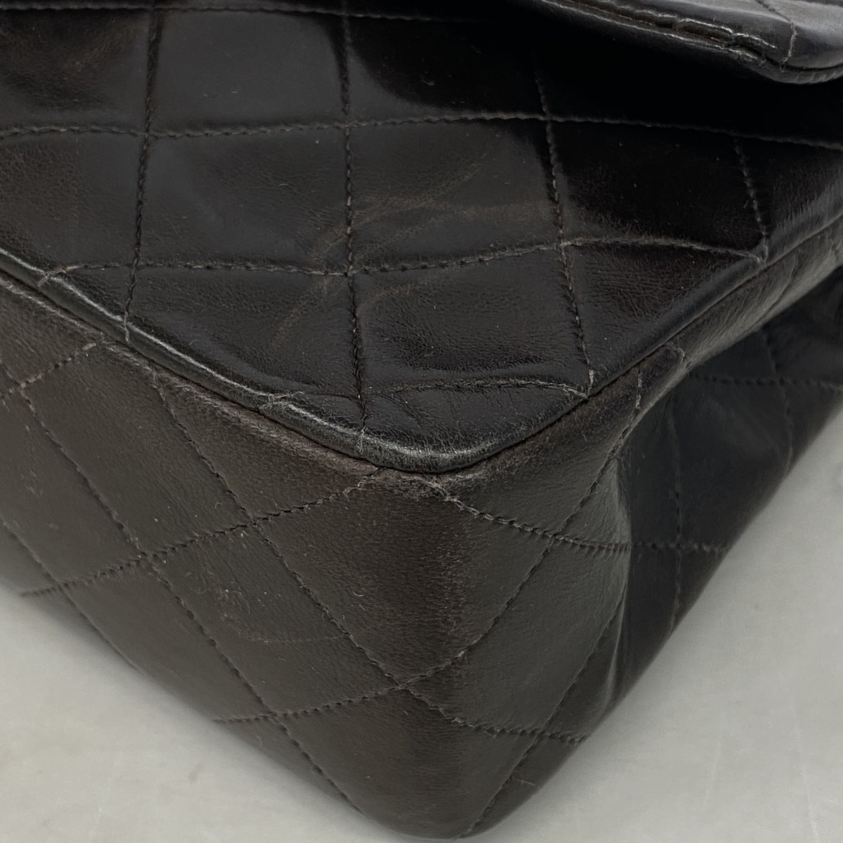 【6hb0474】シャネル ショルダーバッグ マトラッセ Wフラップ Wチェーン ラムスキン ブラック ゴールド金具【中古】レディース