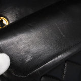【6hb0493】シャネル ショルダーバッグ マトラッセ Wフラップ Wチェーン ラムスキン ブラック ゴールド金具【中古】レディース