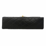 【6hb0493】シャネル ショルダーバッグ マトラッセ Wフラップ Wチェーン ラムスキン ブラック ゴールド金具【中古】レディース