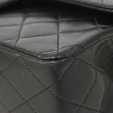 【6hb0493】シャネル ショルダーバッグ マトラッセ Wフラップ Wチェーン ラムスキン ブラック ゴールド金具【中古】レディース