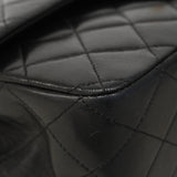 【6hb0493】シャネル ショルダーバッグ マトラッセ Wフラップ Wチェーン ラムスキン ブラック ゴールド金具【中古】レディース
