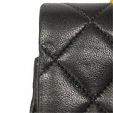 【6hb0494】シャネル ショルダーバッグ マトラッセ Wフラップ Wチェーン ラムスキン ブラック ゴールド金具【中古】レディース