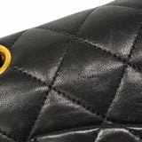 【6hb0494】シャネル ショルダーバッグ マトラッセ Wフラップ Wチェーン ラムスキン ブラック ゴールド金具【中古】レディース