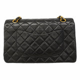 【6hb0494】シャネル ショルダーバッグ マトラッセ Wフラップ Wチェーン ラムスキン ブラック ゴールド金具【中古】レディース