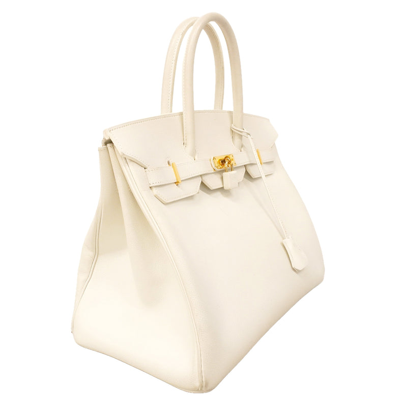 【6hb0495】エルメス ハンドバッグ バーキン35 クシュベル ホワイト ゴールド金具 □A刻印【中古】レディース