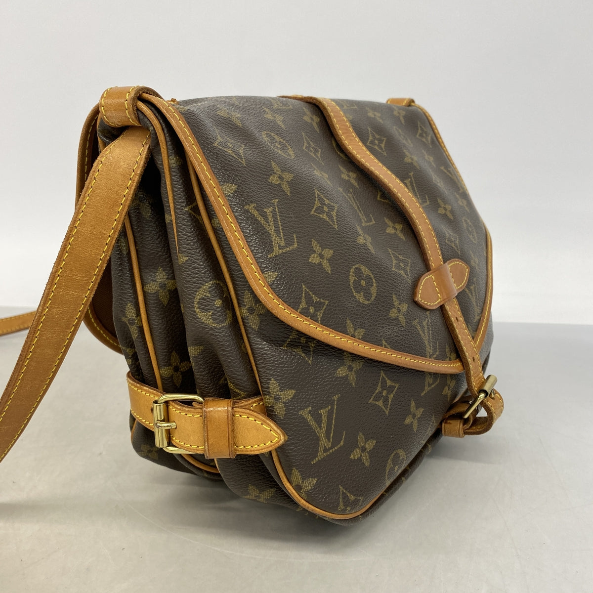 【6hb0499】ルイヴィトン ショルダーバッグ モノグラム ソミュール30 M42256 ブラウン【中古】レディース
