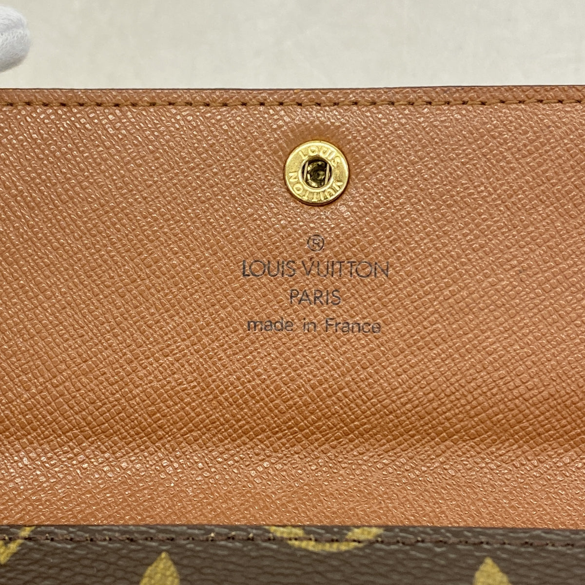 【6hb0506】ルイヴィトン 三つ折り財布 モノグラム ポルトトレゾールエテュイパピエ M61202 ブラウン【中古】レディース