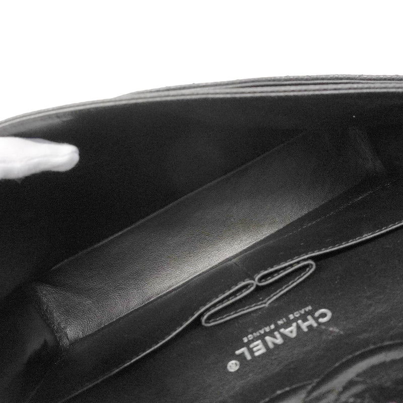 【6hb0509】シャネル ショルダーバッグ マトラッセ Wフラップ Wチェーン キャビアスキン ブラック シルバー金具【中古】レディース