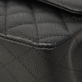 【6hb0509】シャネル ショルダーバッグ マトラッセ Wフラップ Wチェーン キャビアスキン ブラック シルバー金具【中古】レディース