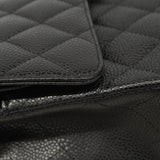 【6hb0509】シャネル ショルダーバッグ マトラッセ Wフラップ Wチェーン キャビアスキン ブラック シルバー金具【中古】レディース