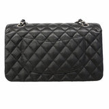 【6hb0511】シャネル ショルダーバッグ マトラッセ Wフラップ Wチェーン キャビアスキン ブラック シルバー金具【中古】レディース