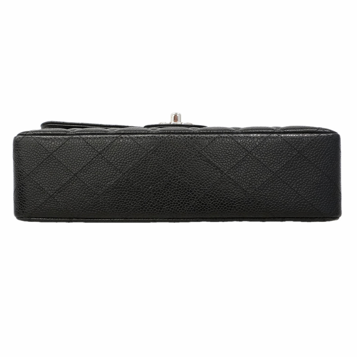【6hb0511】シャネル ショルダーバッグ マトラッセ Wフラップ Wチェーン キャビアスキン ブラック シルバー金具【中古】レディース
