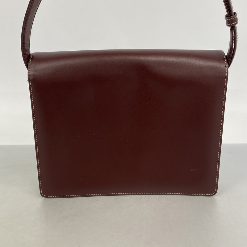 【6hb0515】カルティエ ショルダーバッグ マスト レザー ボルドー ゴールド金具【中古】レディース
