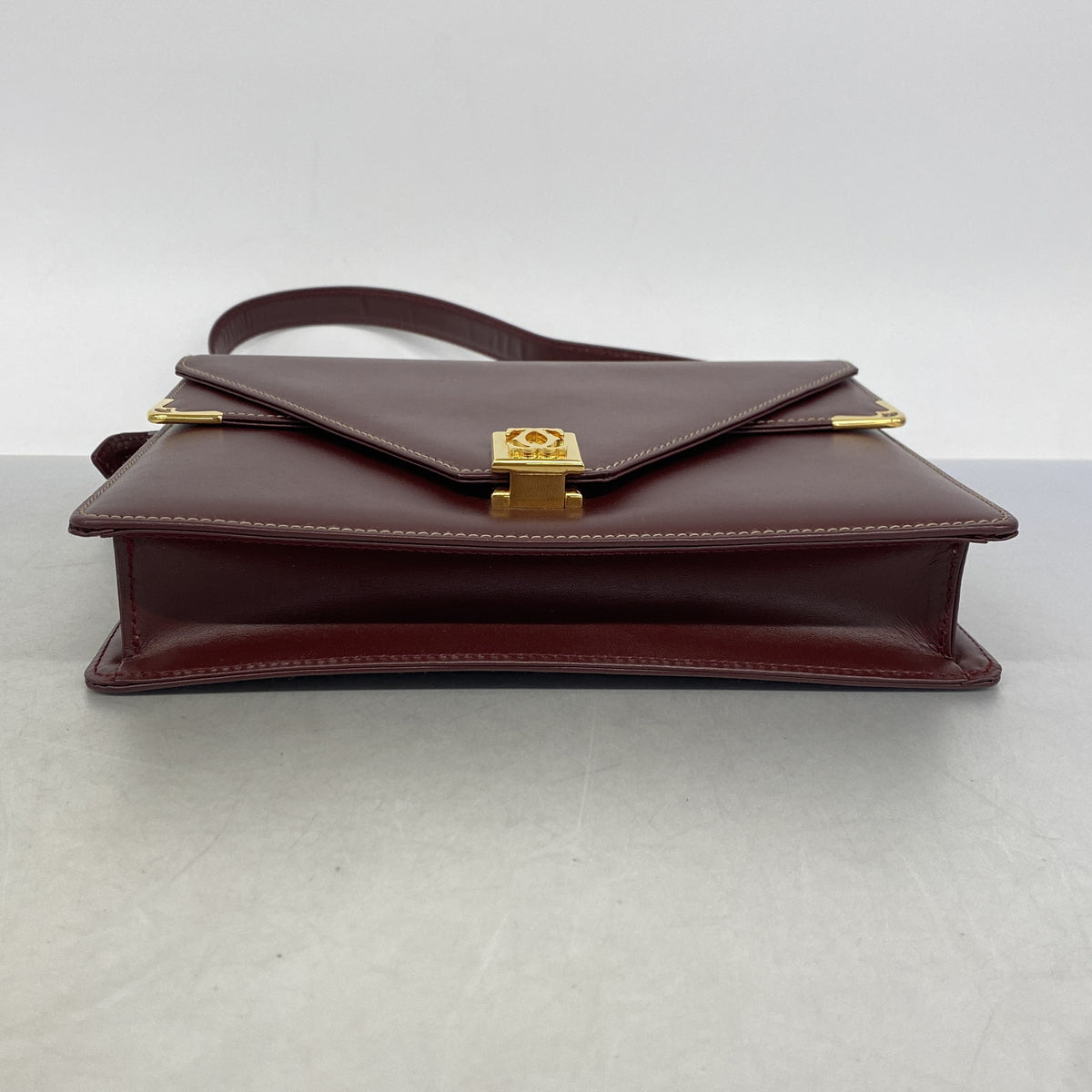 【6hb0515】カルティエ ショルダーバッグ マスト レザー ボルドー ゴールド金具【中古】レディース