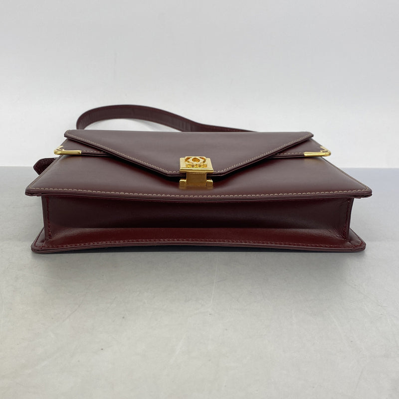 【6hb0515】カルティエ ショルダーバッグ マスト レザー ボルドー ゴールド金具【中古】レディース