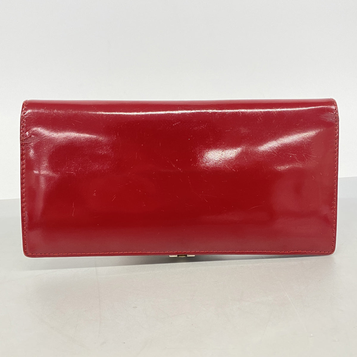 【6hb0516】クリスチャンディオール 長財布 エナメル レッド シルバー金具【中古】レディース