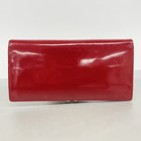 【6hb0516】クリスチャンディオール 長財布 エナメル レッド シルバー金具【中古】レディース
