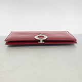 【6hb0516】クリスチャンディオール 長財布 エナメル レッド シルバー金具【中古】レディース