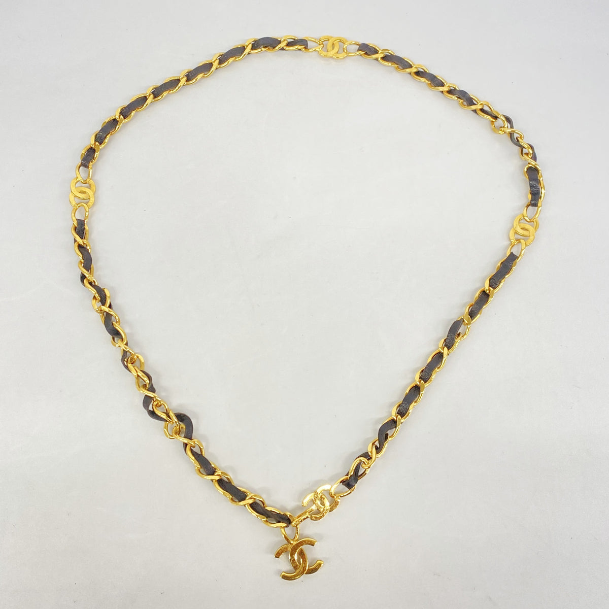 【6hb0517】シャネル ベルト チェーンベルト ブラック ゴールド ゴールド金具【中古】レディース