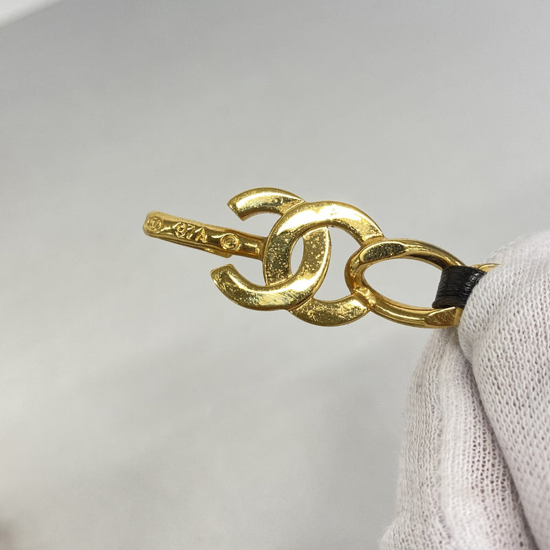 【6hb0517】シャネル ベルト チェーンベルト ブラック ゴールド ゴールド金具【中古】レディース