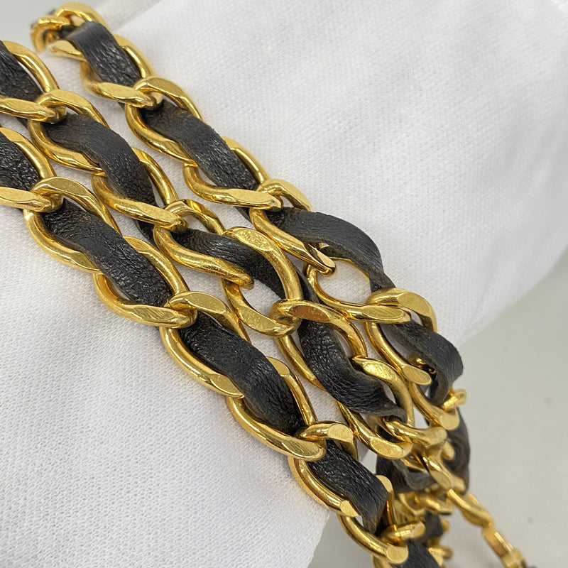 【6hb0517】シャネル ベルト チェーンベルト ブラック ゴールド ゴールド金具【中古】レディース