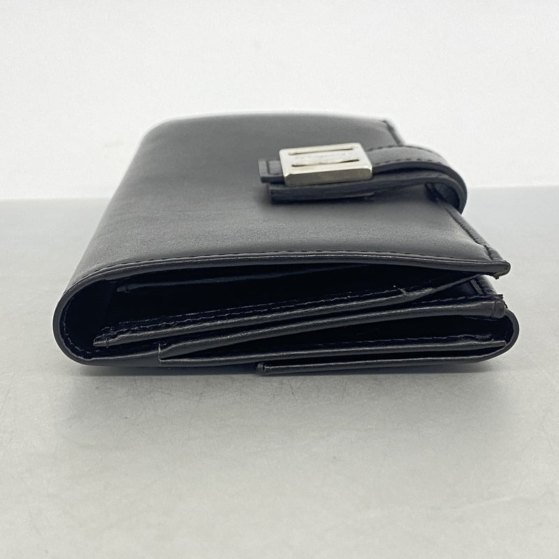 【6hb0520】サルヴァトーレフェラガモ 長財布 レザー ブラック シルバー金具【中古】レディース