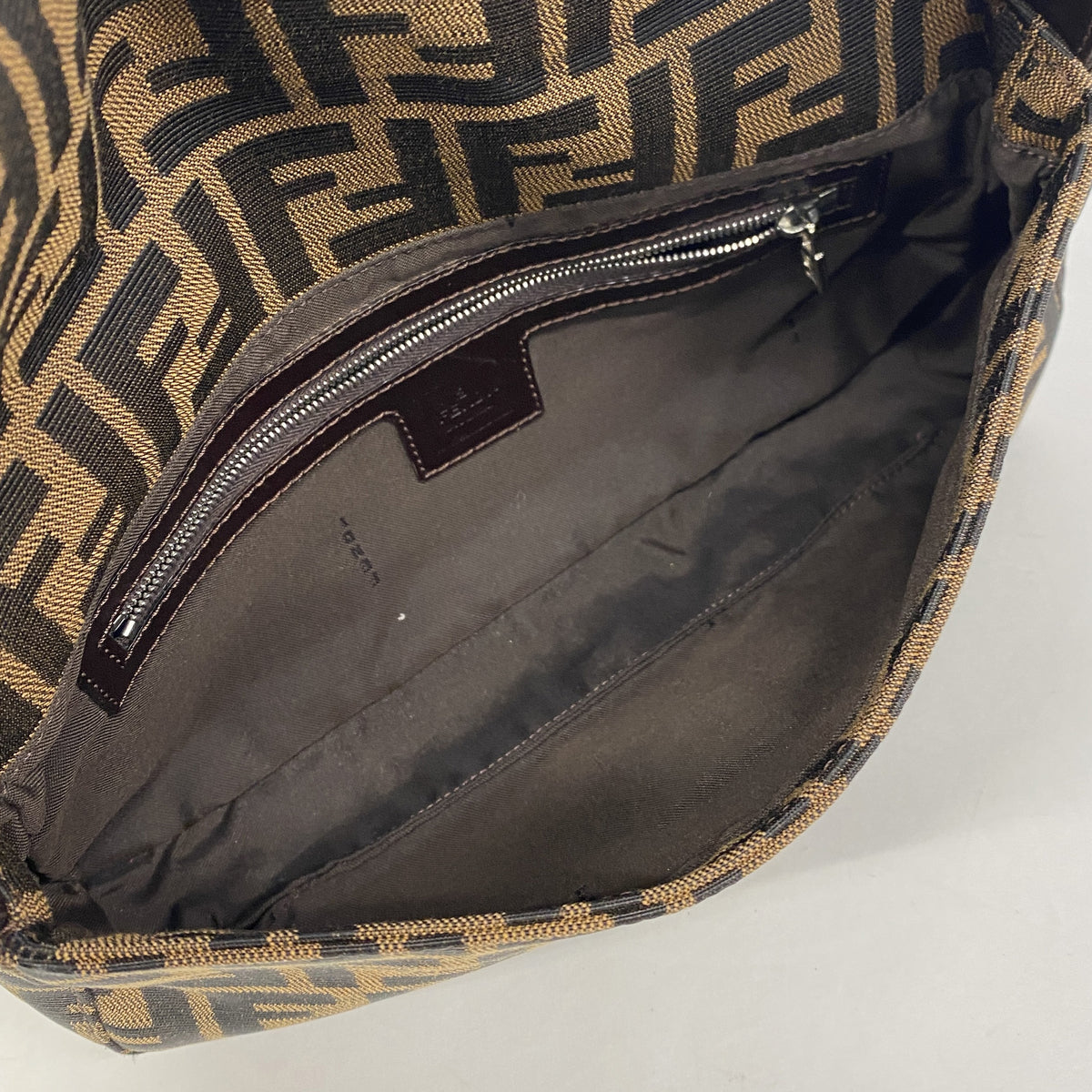 【6hb0521】フェンディ ハンドバッグ ズッカ ナイロンキャンバス ブラウン シルバー金具【中古】レディース