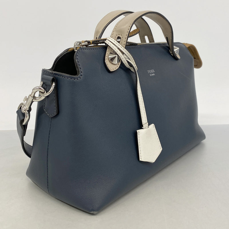 【6hb0523】フェンディ ハンドバッグ ピーカブー バイザウェイ レザー ネイビー ブラウン シルバー金具 2wayバッグ【中古】レディース