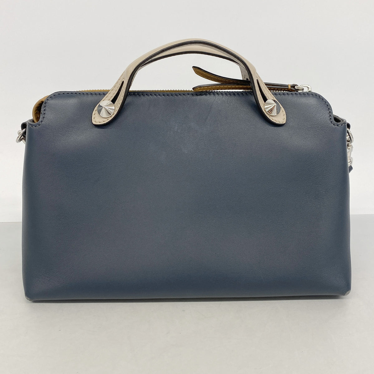 【6hb0523】フェンディ ハンドバッグ ピーカブー バイザウェイ レザー ネイビー ブラウン シルバー金具 2wayバッグ【中古】レディース