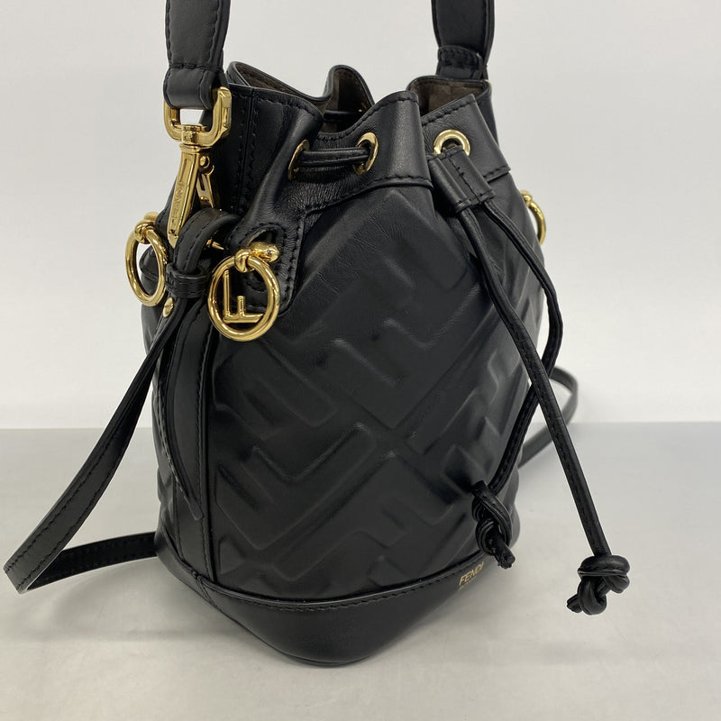 【6hb0524】フェンディ ハンドバッグ モントレゾール レザー ブラック ゴールド金具 2wayバッグ【中古】レディース