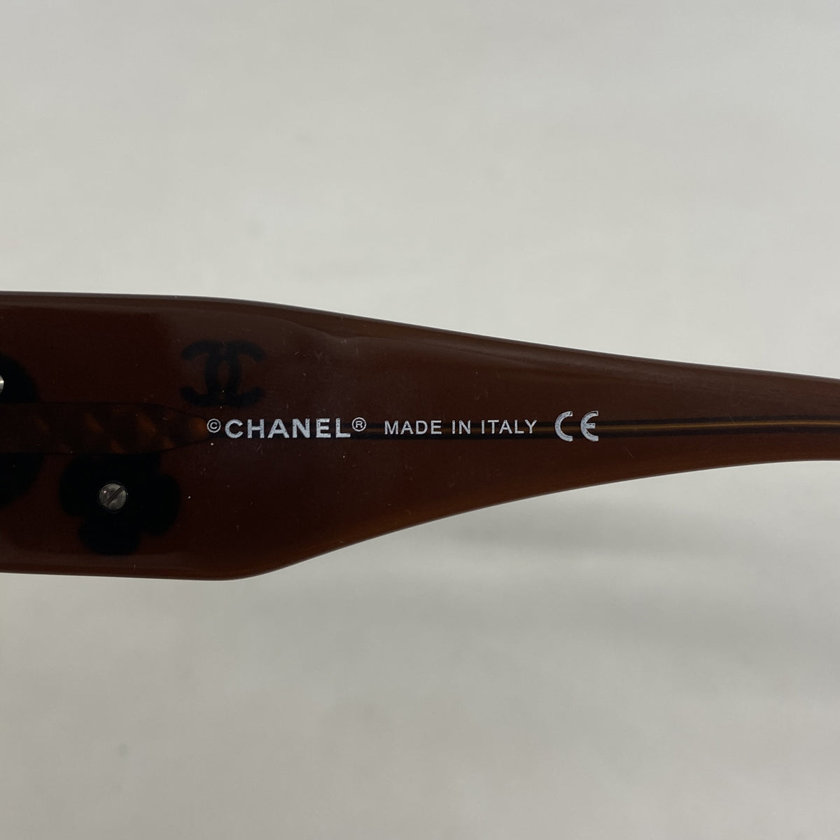 【6hb0525】シャネル サングラス カメリア 5113 プラスチック ブラウン シルバー金具【中古】レディース