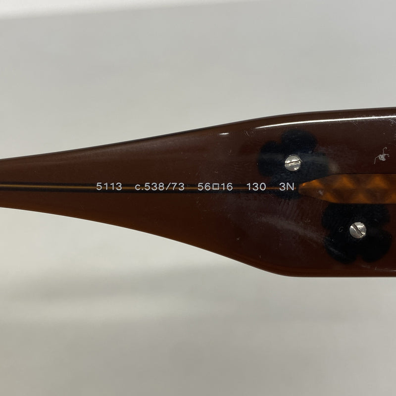 【6hb0525】シャネル サングラス カメリア 5113 プラスチック ブラウン シルバー金具【中古】レディース