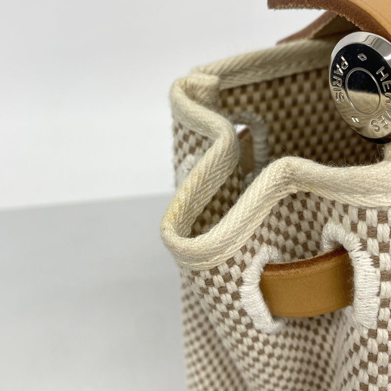 【6hb0526】エルメス ハンドバッグ エールバッグPM トワルGM ナチュラル シルバー金具 □H刻印【中古】レディース