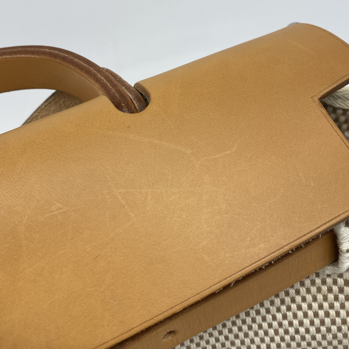 【6hb0526】エルメス ハンドバッグ エールバッグPM トワルGM ナチュラル シルバー金具 □H刻印【中古】レディース