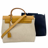 【6hb0526】エルメス ハンドバッグ エールバッグPM トワルGM ナチュラル シルバー金具 □H刻印【中古】レディース