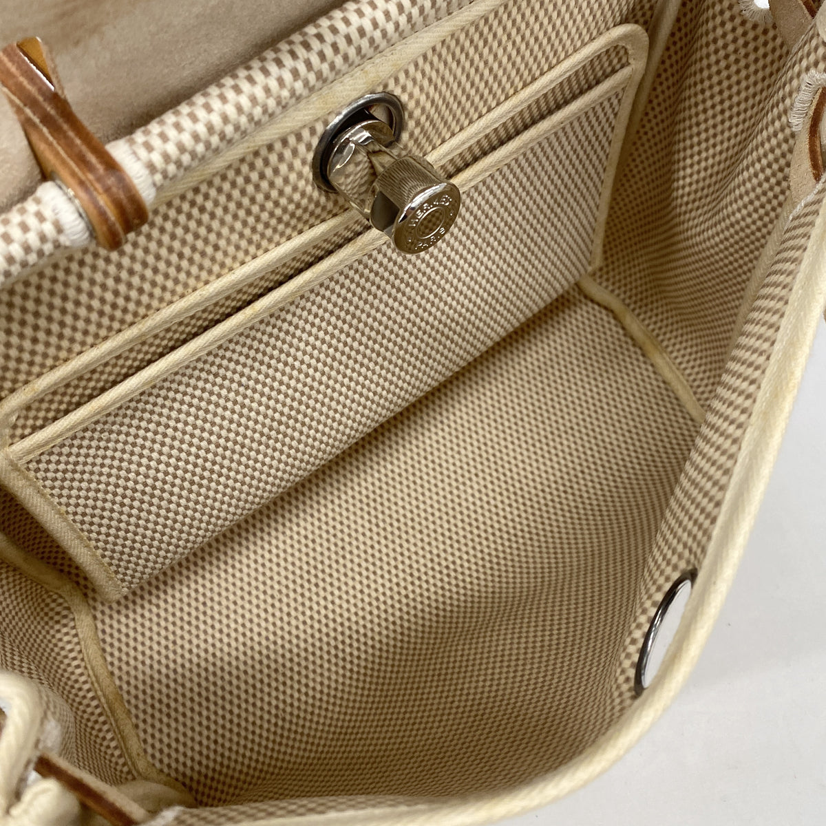 【6hb0526】エルメス ハンドバッグ エールバッグPM トワルGM ナチュラル シルバー金具 □H刻印【中古】レディース