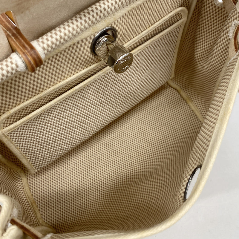 【6hb0526】エルメス ハンドバッグ エールバッグPM トワルGM ナチュラル シルバー金具 □H刻印【中古】レディース